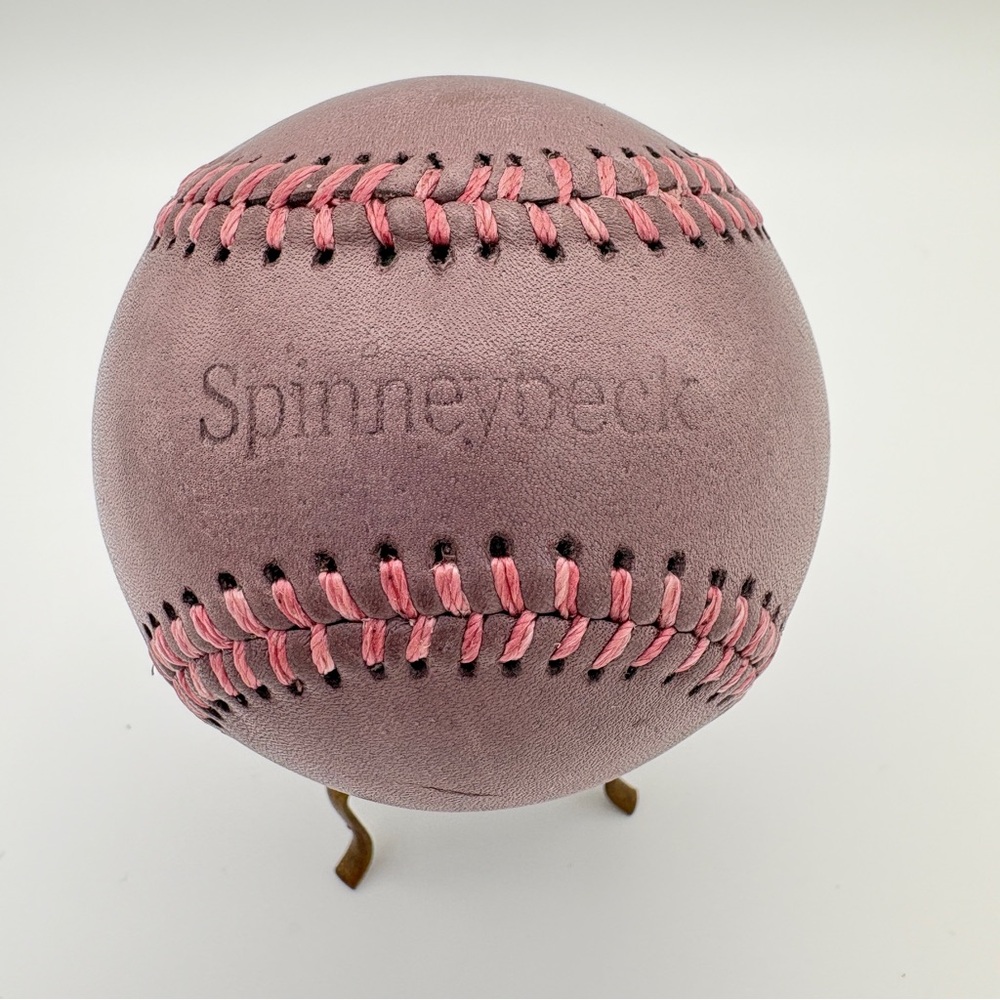 Spinneybeck Reddish Brown Leather Baseball with Pink Stitching